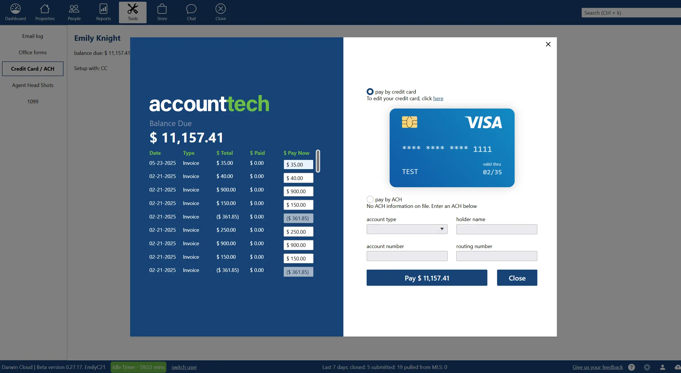 Screenshot thumbnail of account tech interface displaying various features and options for user management.