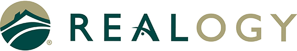 Realogy real estate services company logo with green circular icon and modern typography